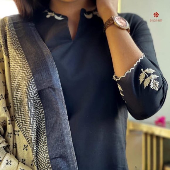 Raven Black Kurti with Pant and Dupatta - Picture 5 of 7